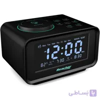 ساعت رومیزی دیجیتال REACHER K2-Pro مشکی | رادیو FM، دو آلارم و شارژ USB
