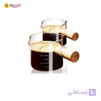 شات مدرج قهوه دو لبه دسته چوبی