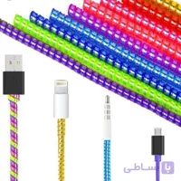 روکش محافظ کابل و هندزفری فنری متالیک 1.5 متری