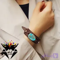 دستبند فیروزه نیشابوری شجری اصل چرمی کد D_1457 گوهرافشان