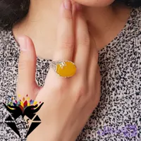 انگشتر عقیق زرد طرح پروانه کد R_1307 گوهرافشان