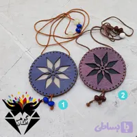 کیف گردنی چرم دست دوز طرح دایره کد B_1043 گوهرافشان