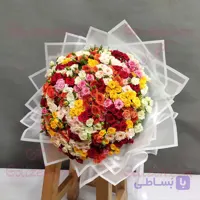 دسته گل رز مینیاتوری رنگارنگ