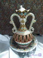 بشقاب و گلدان نقطه کوبی سفالی کد 102523