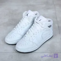 کتونی مردانه نایک ایر جردن 1 ساقدار سفید تمام