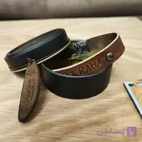 دستبند چرم طبیعی با حک اسم دلخواه | قفل استیل ساعتی و چرم ۱۰۰٪ طبیعی