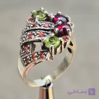 قیمت و خرید انگشتر زنانه یاقوت نارنجی سونچیا و گارنت | هدیه تولد | کادو روز زن | انگشتر لاکچری | روز مادر