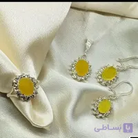 قیمت و خرید نیم ست زنانه مدل سنگ برلیان طرح قلب | هدیه تولد | کادو روز زن | نیم ست جواهری زنانه لاکچری | سرویس نقره | روز مادر