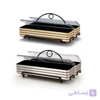 جا قاشق چنگال درب دار رومیزی دوقلو پایه دار تایلندی (استیل و طلایی)