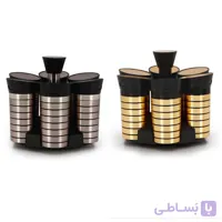 ست جا ادویه استیل و طلایی 6 عددی گردان تایلندی