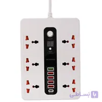 چند راهی برق 6 خانه و هاب شارژر 3000 وات با کابل 2 متری برند HICOSTAR مدل HS-PS320