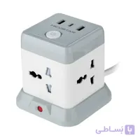 چند راهی برق 4 خانه و هاب شارژر 2500 وات با کابل 2 متری برند HICOSTAR مدل HS-PS321