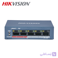 سوییچ شبکه 4 پورت PoE سرعت 10/100 هایک ویژن + پورت آپلینک مدل DS-3E0105P-E/M