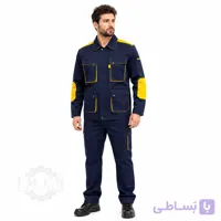 لباس کار کاپشن شلوار سرمه ای زرد کد 375