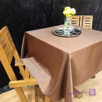 رومیزی ژاگارد 10 نفره مستطیل 280*150موج قهوه ای