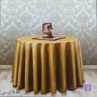 رومیزی ساتن پنبه 4نفره مربع 150*150 رنگ طلایی
