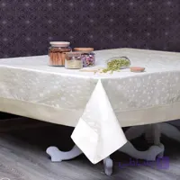 رومیزی حاشیه دار 8 نفره مستطیل 220*150 مینا کرم