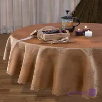 رومیزی ساتن ژاگارد 8 نفره مستطیل 250*150 ارکیده قهوه ای