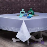 رومیزی حاشیه دار 8 نفره مستطیل 250*150 ترمه طوسی