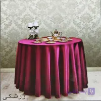 رومیزی ساتن پنبه 4نفره مربع 150*150 رنگ زرشکی