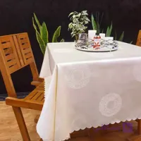 رومیزی ژاگارد 6 نفره گرد قطر 180 رمانس کرم