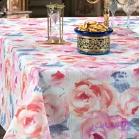 سفره پارچه ای متری پانو کتان رزین تاژ طرح لیلیوم