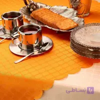 رومیزی ژاگارد مربع 100*100 چهارخانه نارنجی
