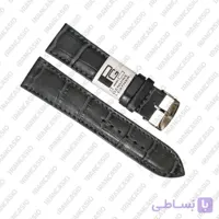 بند ساعت چرم PG طرح سوسماری ۲۲ میلی متری خاکستری تیره
