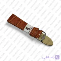 بند چرم طبیعی قهوه ای تیره ساده رئال سایز 22