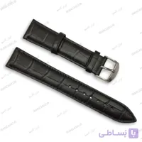 بند ساعت مچی چرمی پرستیژ مشکی طرحدار سایز 20