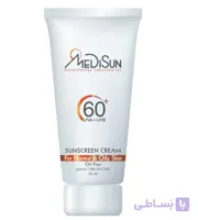 کرم ضد آفتاب بی رنگ فاقد چربی SPF60 مناسب پوست معمولی و چرب 50 میلی لیتر مدیسان