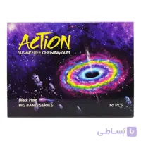 آدامس بدون شکر اکشن ACTION مدل Black Hole با طعم میکس ترش بسته 10 عددی