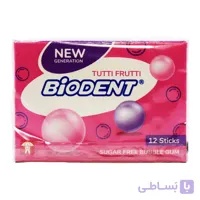 آدامس بدون شکر بایودنت BIODENT با طعم توت فرنگی بسته 12 عددی