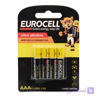 باتری نیم قلم یوروسل EUROCELL اصل مدل اولترا آلکالاین بسته 4 عددی