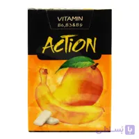 آدامس بدون شکر ویتامینه اکشن ACTION با موز انبه وزن 25 گرم