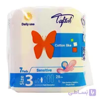 نوار بهداشتی کتان بالدار نازک نوجوان تافته TAFTEH سایز 2 بسته 7 عددی