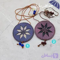 کیف گردنی چرم دست دوز طرح دایره کد B_1043 جواهرباران