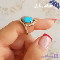 انگشتر طلاروس فیروزه نیشابوری اصل خوشرنگ زنانه کد R_2381