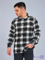 پیراهن پشمی مردانه چهارخانه ضخیم طرح 8