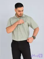 پیراهن نخی ساده مردانه سبز