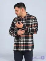 پیراهن پشمی مردانه چهارخانه ضخیم طرح 3