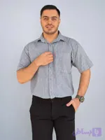 پیراهن نخی ساده مردانه سرمه‌ای