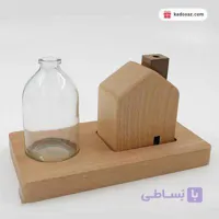 جاعودی چوبی عمودی با گلدان شیشه ای دکوری