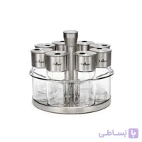 ست ادویه شیشه ای گرد یونیک گردان مدل 1622 مجموعه 8 عددی