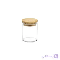 ادویه شیشه ای یونیک درب چوبی گرد مدل 1754 سایز 7.5 سانت
