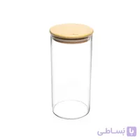 بانکه شیشه ای یونیک درب چوبی گرد مدل 1746 سایز 20 سانت