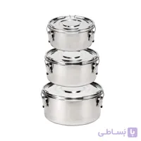 ظرف غذا استیل درب چفتی گرد 3 عددی