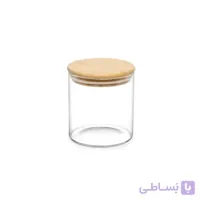 بانکه شیشه ای یونیک درب چوبی گرد مدل 1750 سایز 10 سانت