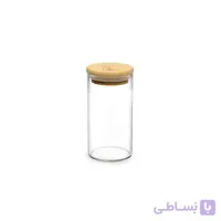 ادویه شیشه ای یونیک درب چوبی گرد مدل 1751 سایز 12 سانت