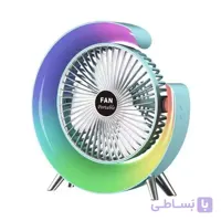 پنکه شارژی رومیزی چراغدار رنگين كماني Colorful
